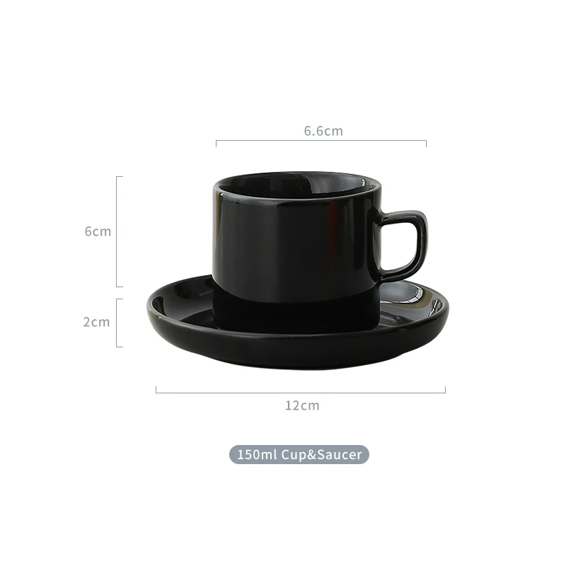 product fenn nordic cafe shop porcelain restaurant coffee cups ceramic black espresso cup with sauce custom logo printed-56