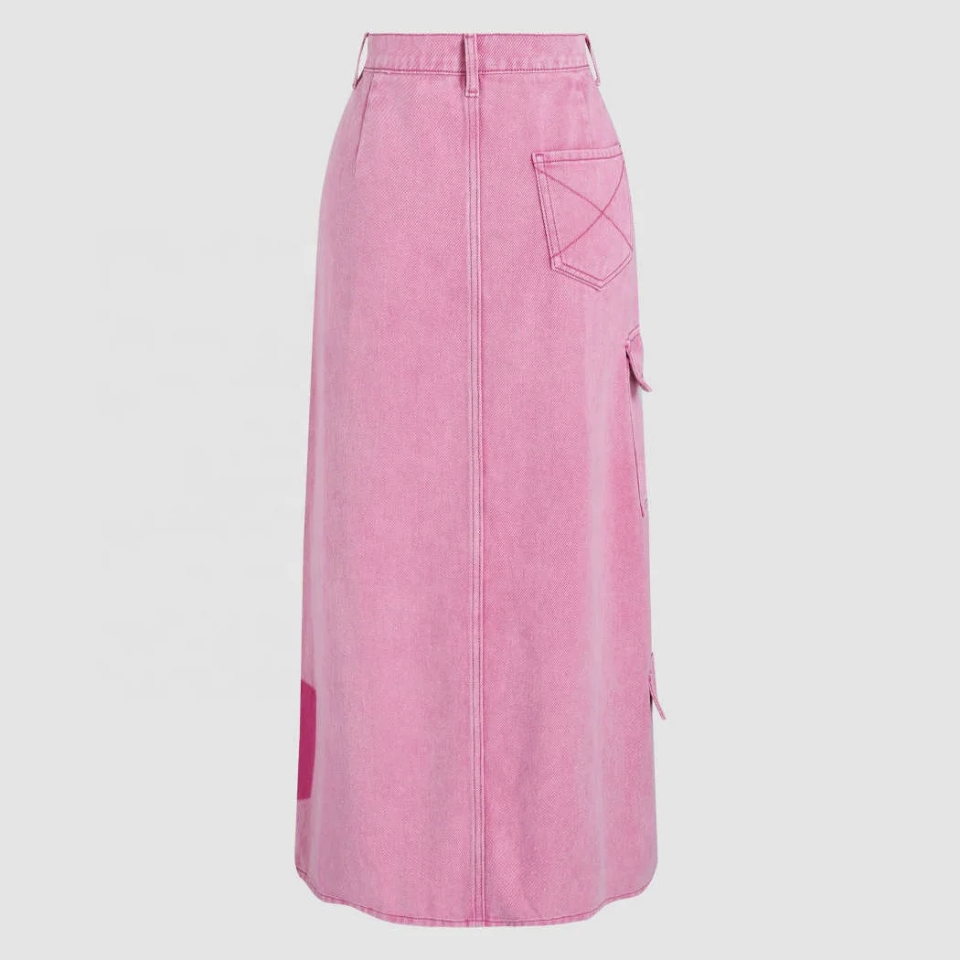 Ws097 Y2k Denim Maxi Skirt Custom Solid Jean Skirt Women Long Skirts