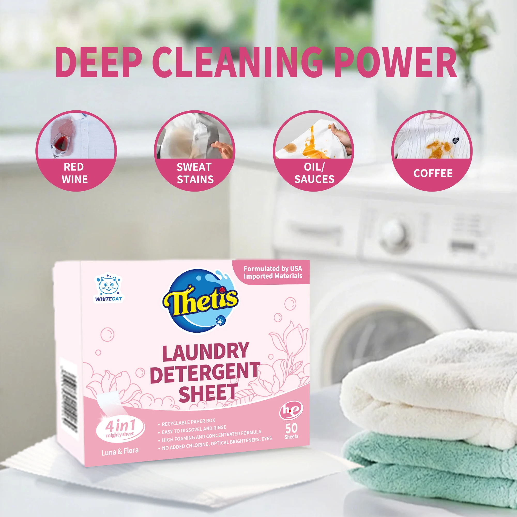 Eco-friendly Laundry Detergent Organic Flower Laundry Detergent Sheet