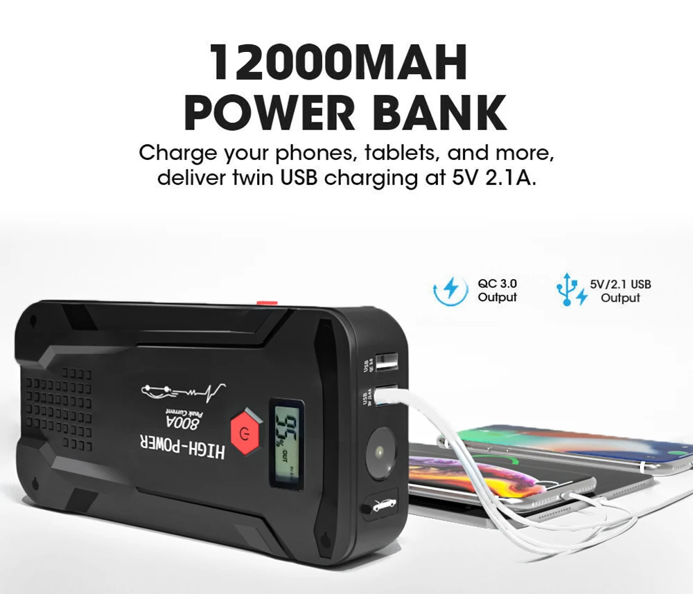  Jump Starter Car 8000mah Battery Power Bank With Bag Jumpstarter Auto Buster Car Emergency Booster