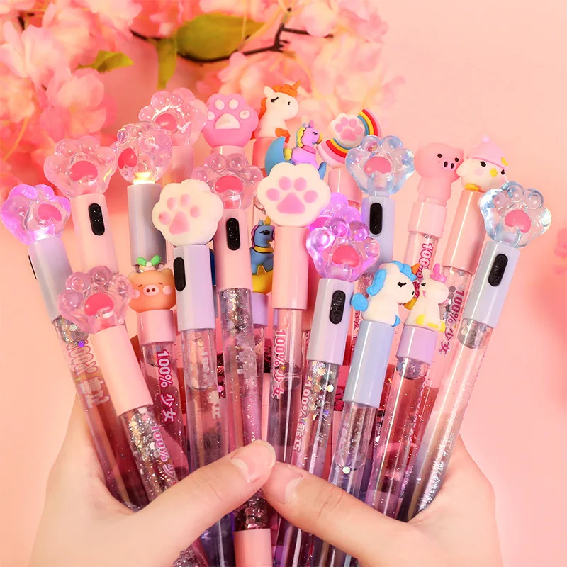 8 Pcs Cute Pens Kawaii Pens Fun Pens, 0.5mm Cat Paw Shiny Luminous  Ballpoint Pen