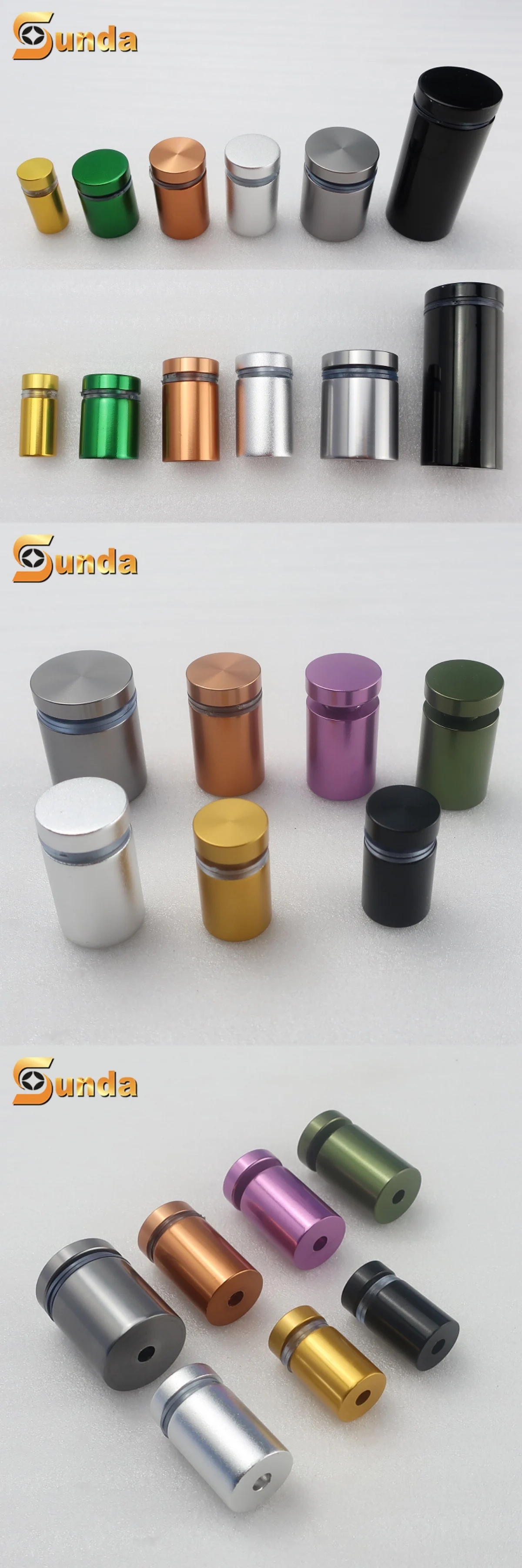 Screws Hardware Glass Acrylic Sign Holder Standoff Gold Aluminum Sign