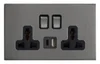 Doble toma de corriente MF de 1 módulo con USB/Tipo-C