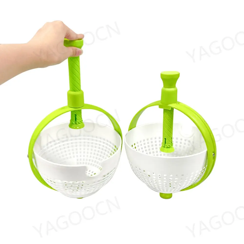 2025 New Easy to Use Kitchen Fruit Basket Spinning Colander Strainer Salad Spinner With Collapsible Handle