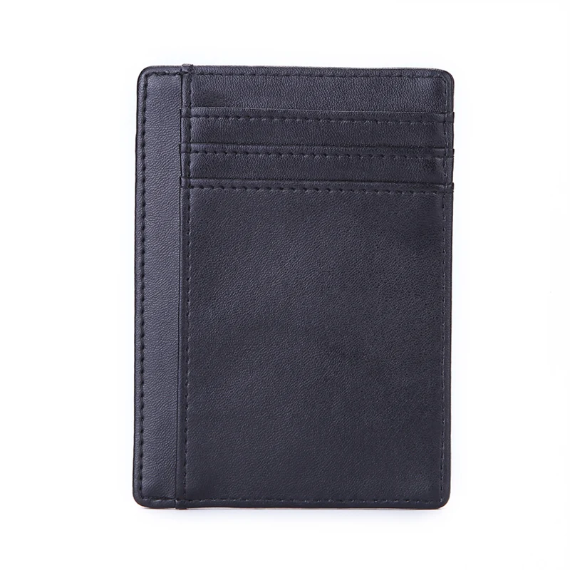 Slim Minimalist Genuine Leather RFID Blocking Anti Scan NFC Front Pocket Credit Card Holder Wallet for Men