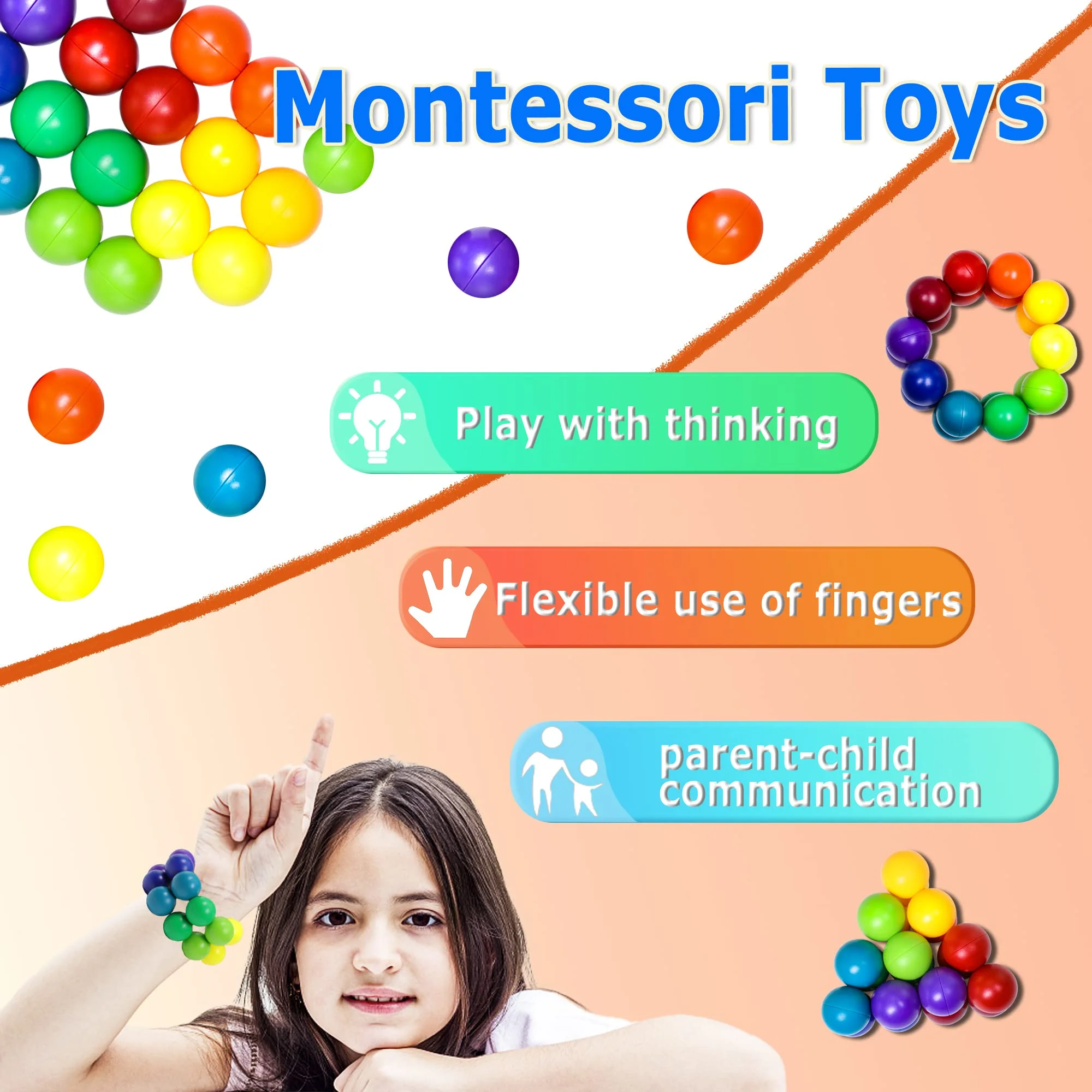 Цветные игрушки Монтессори для самостоятельного обучения, развивающие цели, пазл, мяч для дошкольного обучения, игрушки для детей