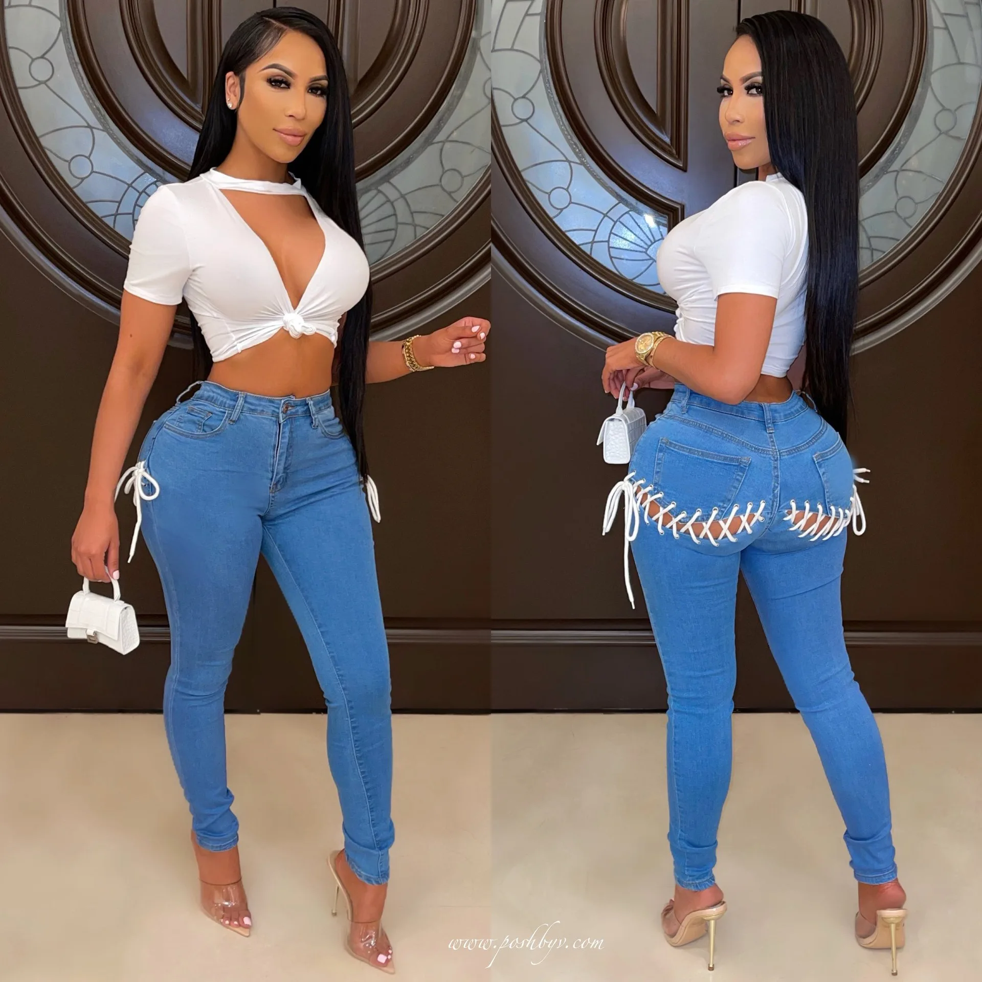 High Waisted Scratch Holes Non-Stretch Quality Elastane Bottom Hem New  Fashion Lady Jeans Light-Blue Fit Jeans Haren Pants - China Casual Pants  and Shorts Skirt price | Made-in-China.com