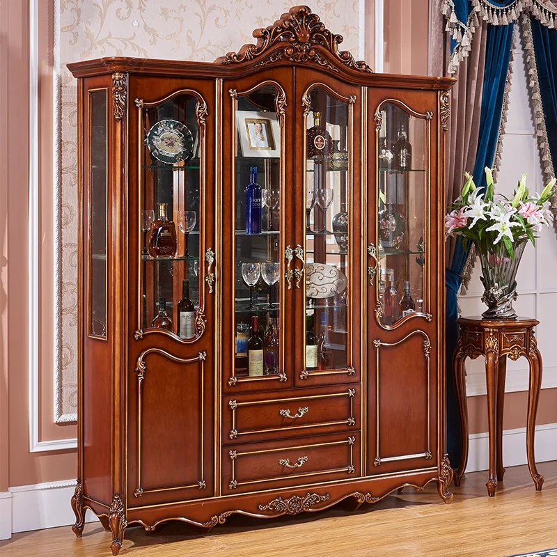 Деревянные Боковые шкафы в европейском стиле стакан для ресторана и современный шкаф