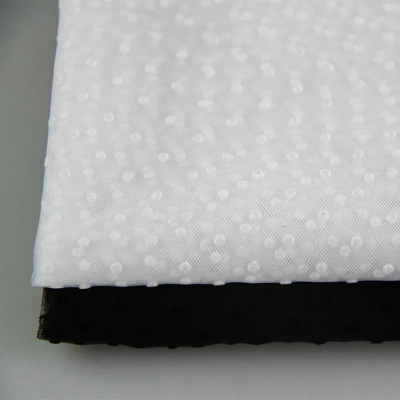 Width 150 cm Non Stretchy 100% Polyester Flocked Mesh Fabric