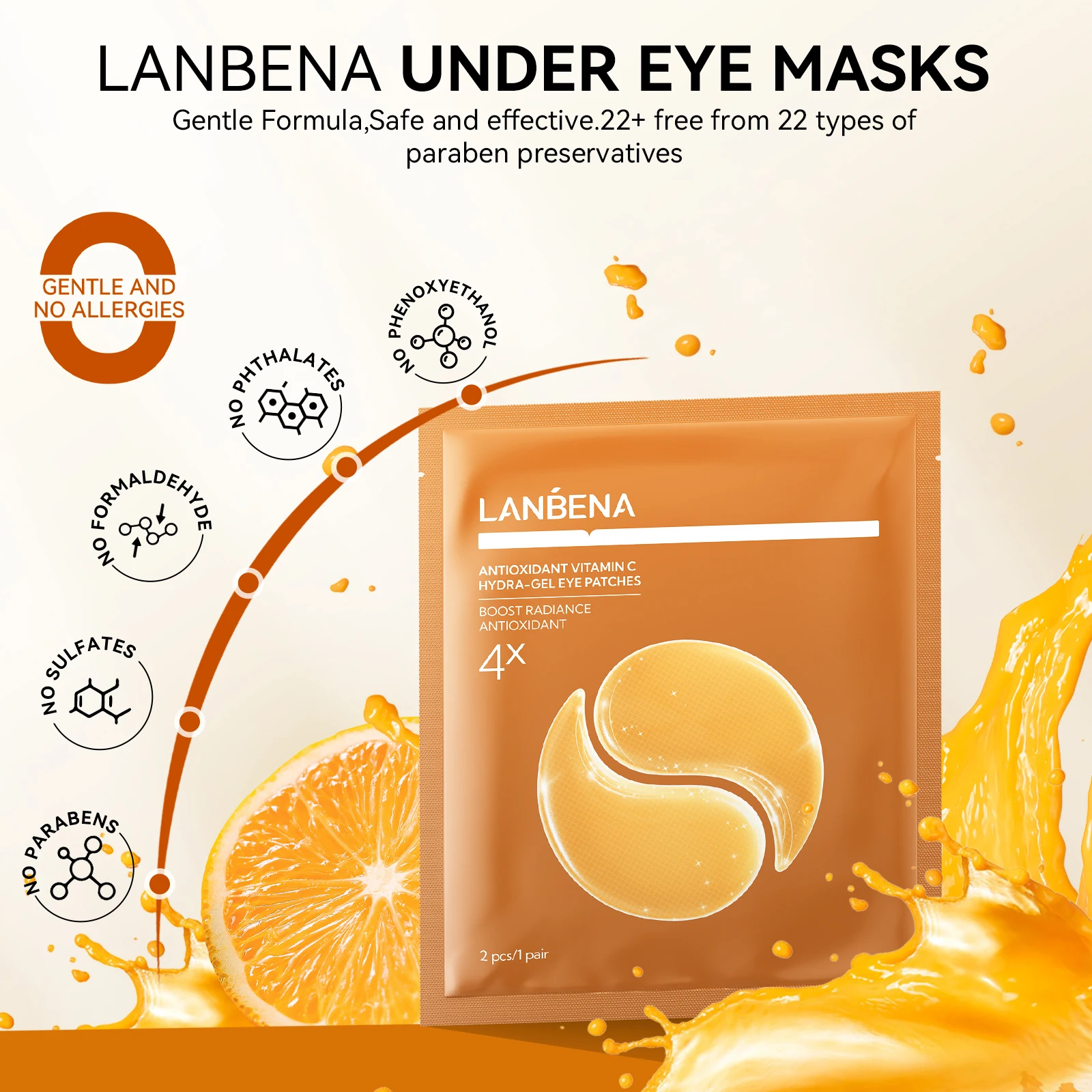 product lanbena new arrival eye patches for dark circles vc hydrogel collagen label sheet eye maskss-5