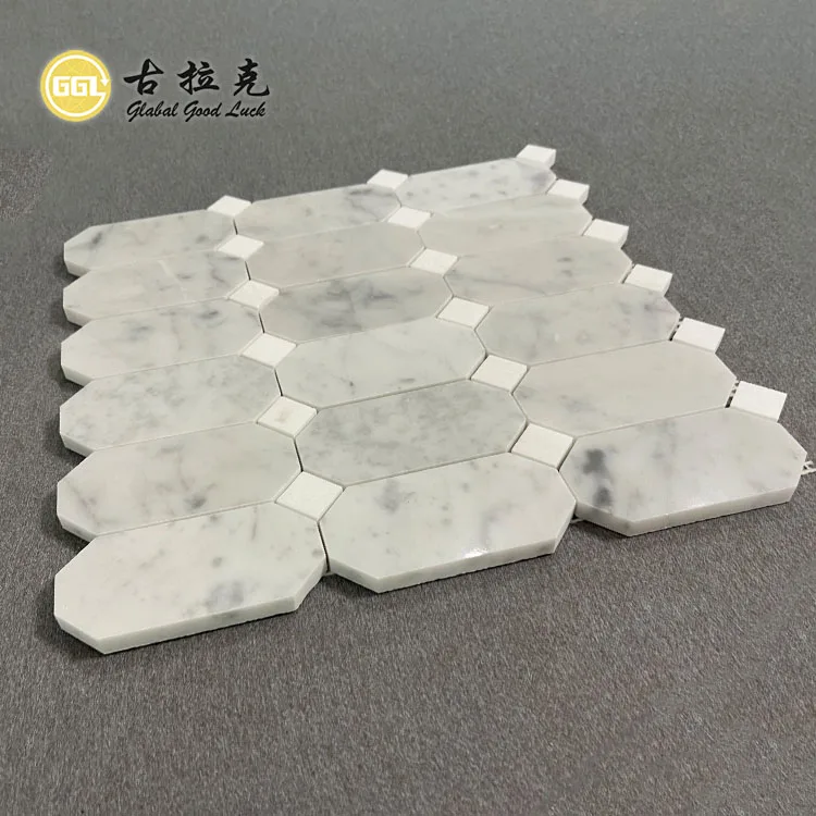 Modern White Natural Stone Octagon Marble Mosaic Tile Bathroom Interior Mosaic Tile