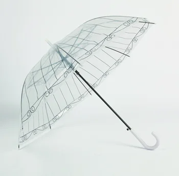 POE transparent umbrella Straight stick J-Handle Umbrella cheap European style umbrella