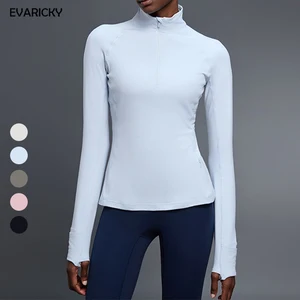Custom Logo Lightweight Breathable Zipped Yoga Wear Gym Tops Plus Size Long Sleeve Pullover Yoga Jackets Sports T Shirts Women