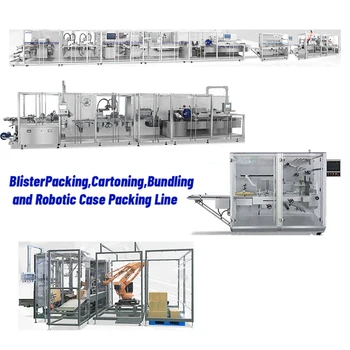 DPT420-300L vials oral liquids cosmetic Blister packing Cartoning Bundling and Robotic Palletizing Case Packing line