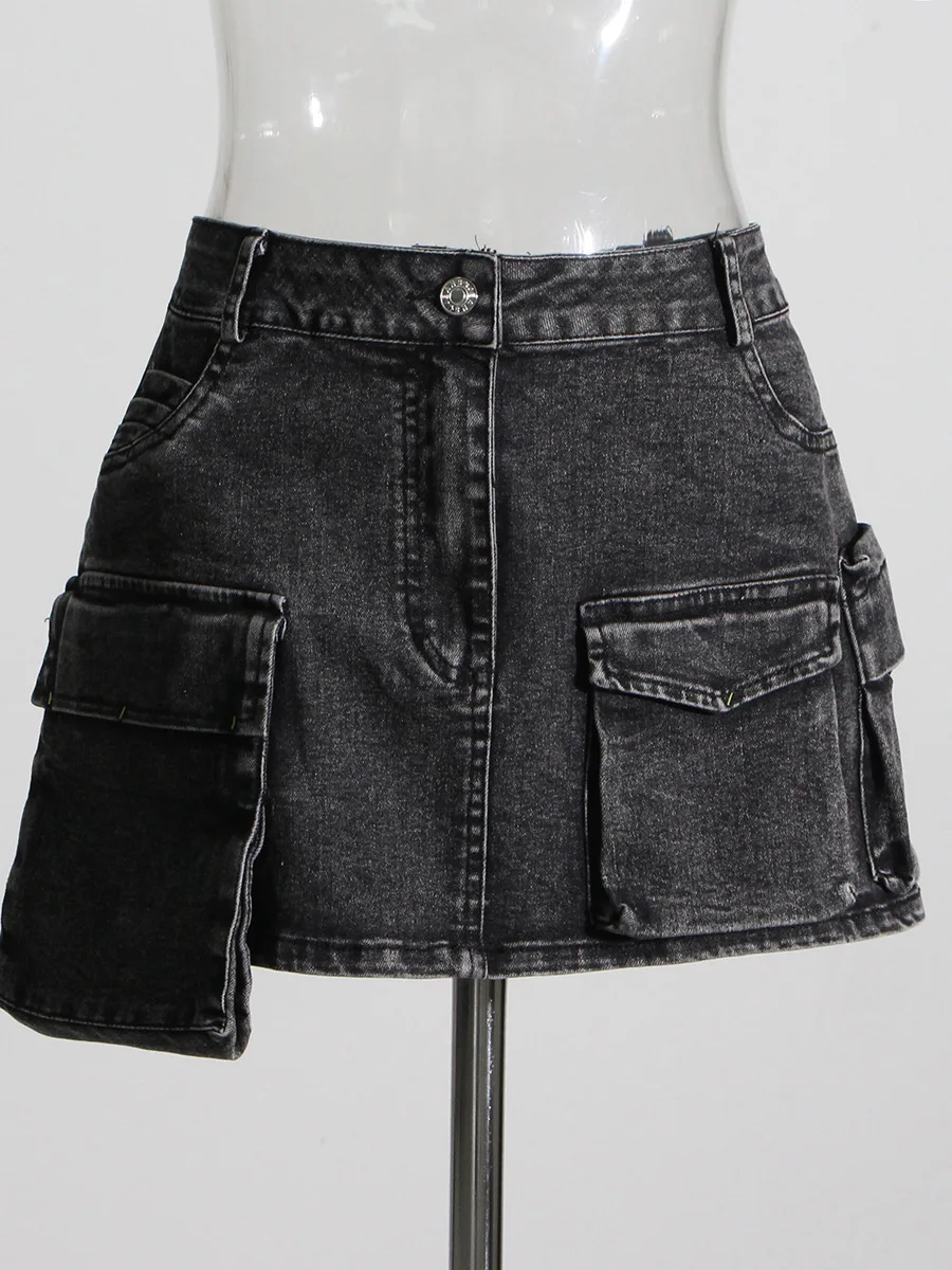 High Quality Women's Denim Jacket Outfits Stretch Cotton Crop Jacket Shorts Solid Knee Long Matching Two Piece Jeans Skirt Set