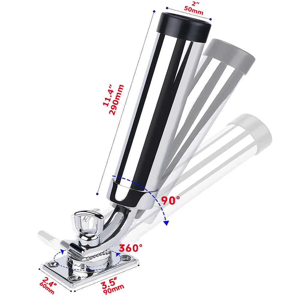 Marine 316 Stainless Steel Boat Deck Mount 360 Degree Angled Adjustable ...