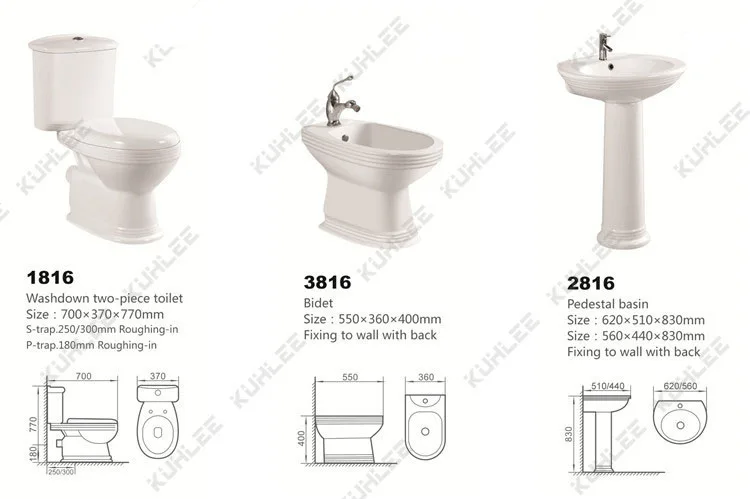 Bathroom Set Wc Bowl Toilet With Bidet And Pedestal Basin Sink Two Piece Sanitary Ware Suite