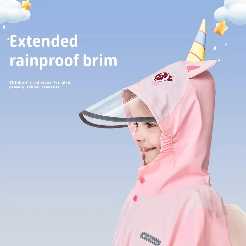 3D Cartoon Print Waterproof Rain Jacket for Boys Girls Reflective