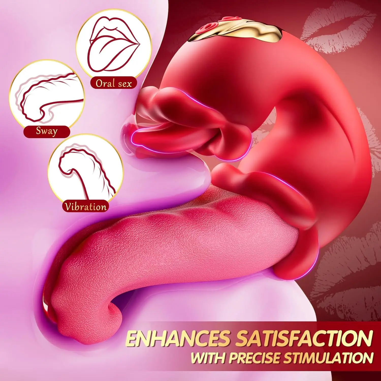 Fun Tongue Licking Masturbator Adult Powerful Swing Toy Female Couples to Tease Private Artificial Tongue Rose Sex Toy