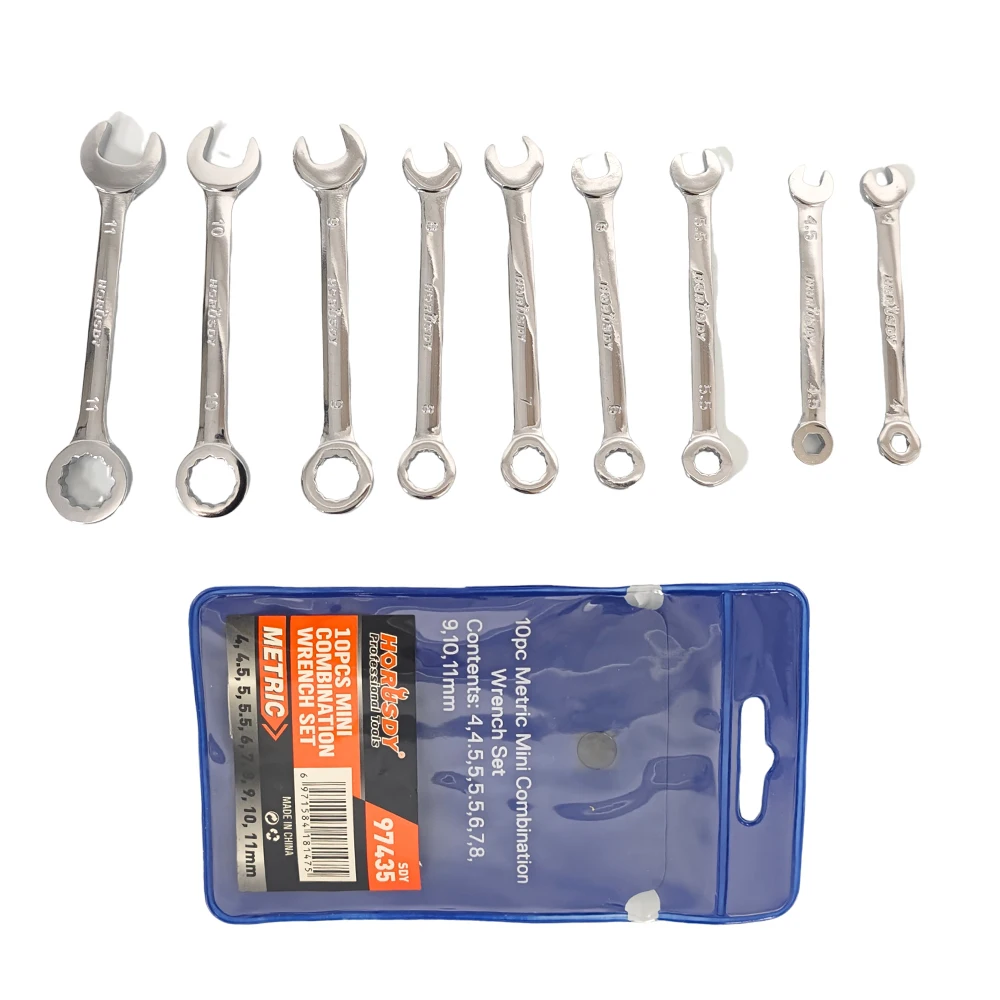 20 Parça Mini Açık Uçlu ve Kutu Uçlu Anahtar Seti Metrik 4-11mm ve