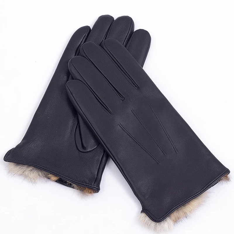 Luxury Sheep leather and warm lined gloves for Men winter outdoor wind proof cold proof gloves