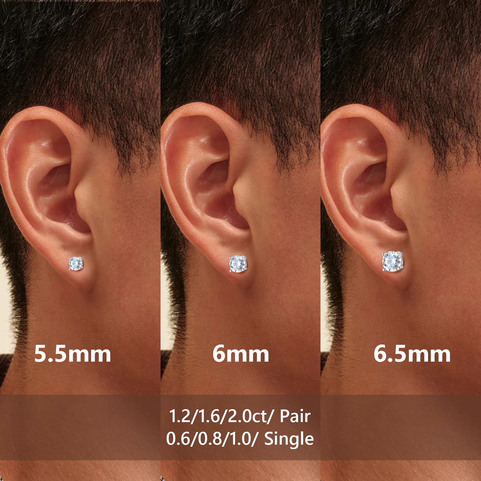 USA Wholesale VVS Diamond Earring 925 Sterling Silver 14K Gold  Plated Women Fine Jewelry Moissanite Stud Earrings Men