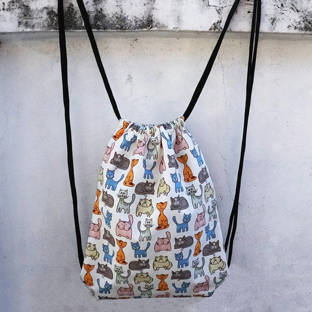 Professional backpack bag custom polyester fabric printed drawstring shoe bags in bulk