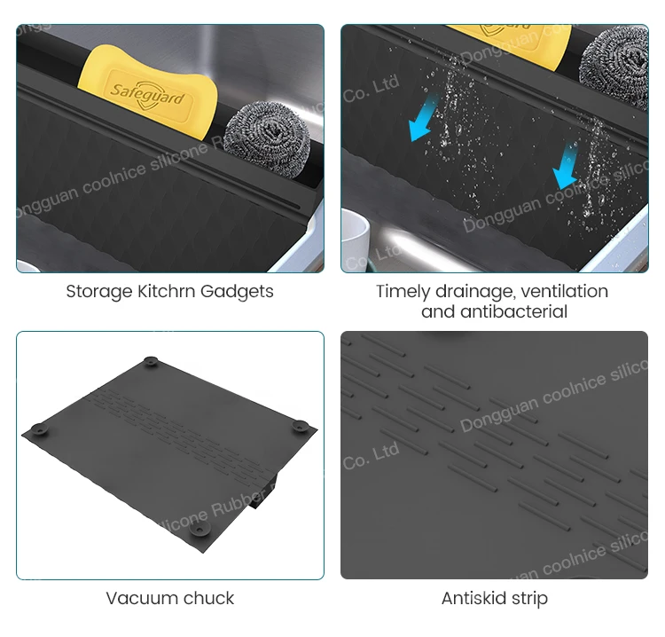 Sink Saddle Mat Protector Kitchen Sink Mat With Suction Cups Silicone