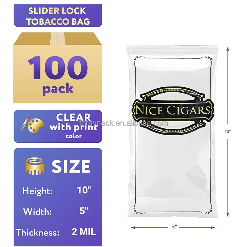 Custom Humidified Plastic Foil Cigar Humidor Pouch Packaging Zipper