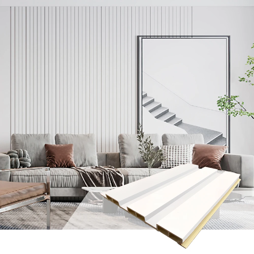 Melinco PVC Insulation Wallboard White Fabric Surface Fluted Panels 3D Home Decoration Wall Cladding Indoor Louvers Panels