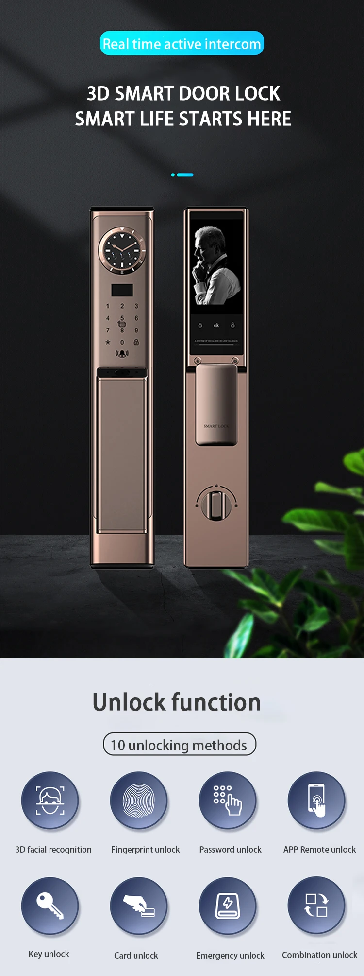 Fashionable and affordable price facial recognition smart door lock