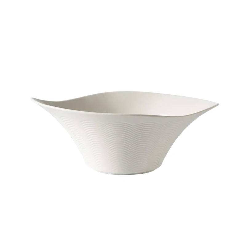 Wholesale Nordic Ceramic Soup Bowls Disposable White Ramen Noodle Fruit Salad Mixing Bowls Microwave Safe Hotel Parties