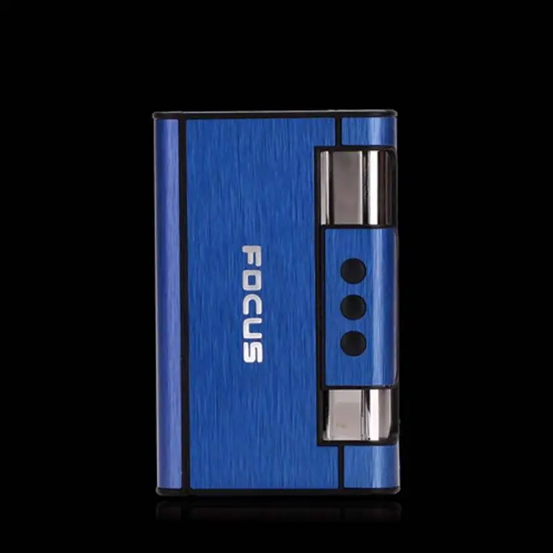 KY Creative 2 In1 Automatic Focus Aluminum Alloy Waterproof Metal Vintage Cigarette Case with Gas Lighter