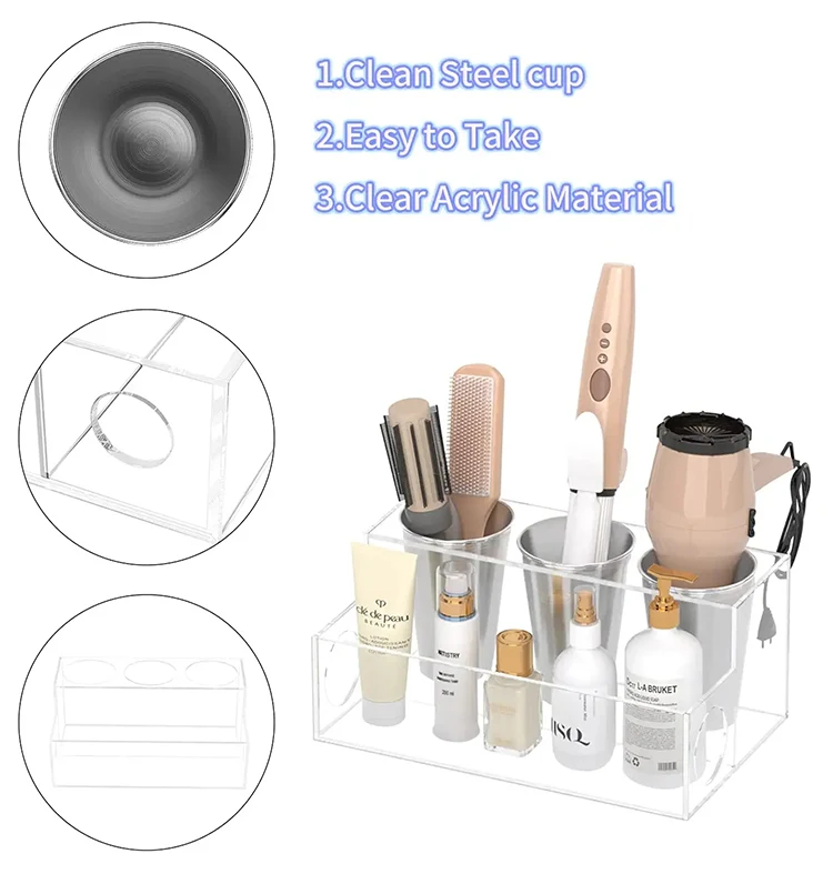 Bathroom Vanity Countertop Storage Organizer Customized Acrylic Hair