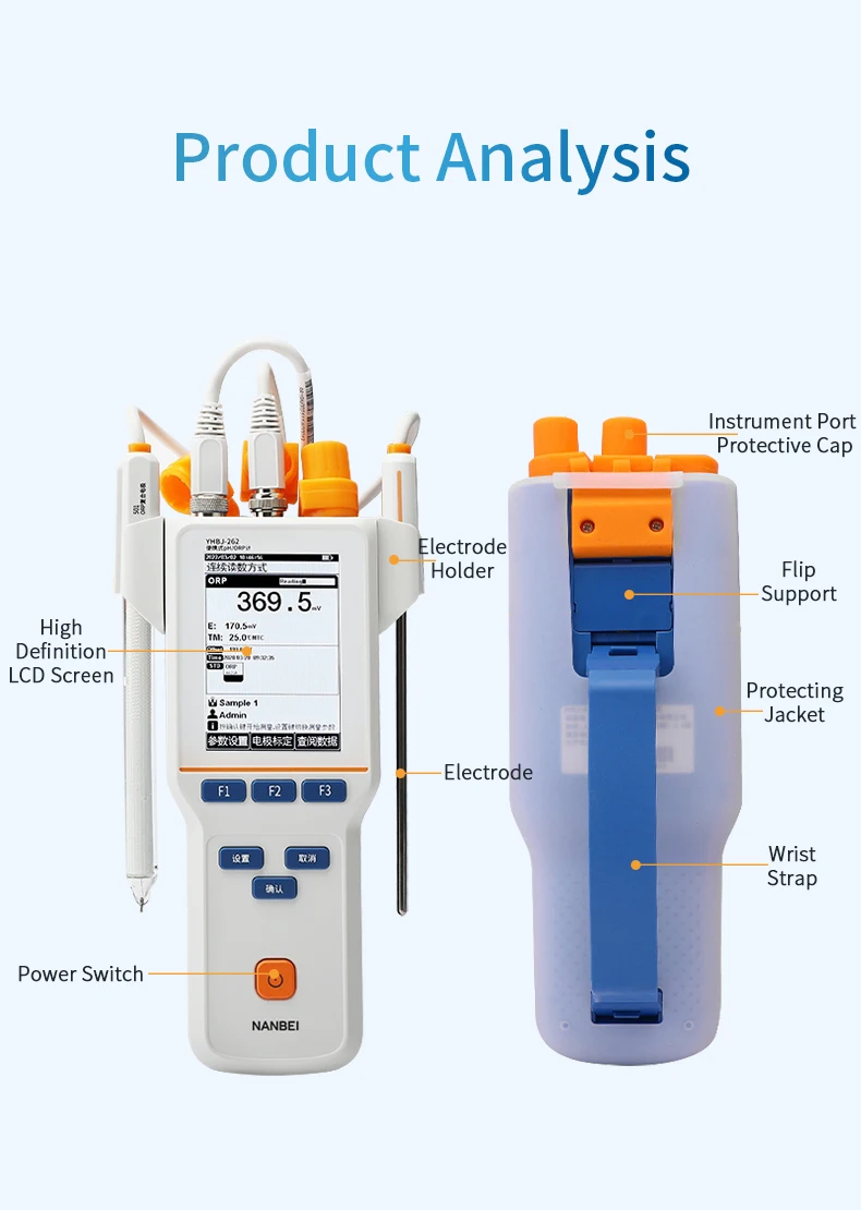 Portable digital ph conductivity ion ec do tds tester multiparameter