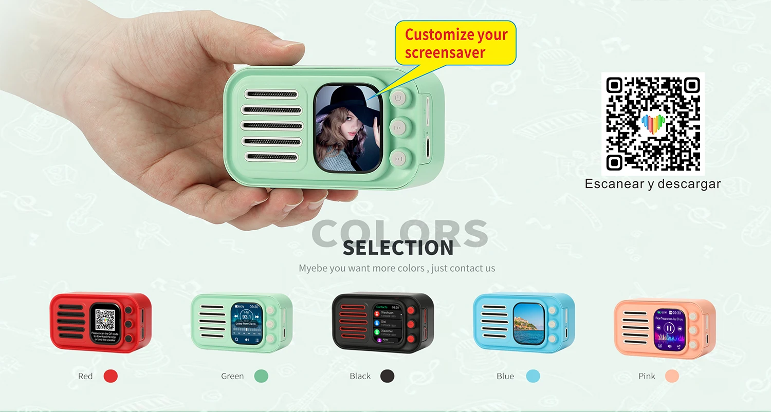 New Model Smart Screen Wireless Speaker WS501 Mini Portable Speaker Customize Screen Display