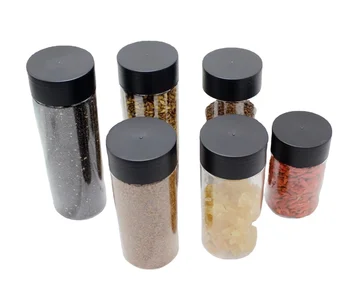 Durable PET plastic kitchen seasoning accessories spice & herb tools bottle clear salt and pepper shaker spice jar
