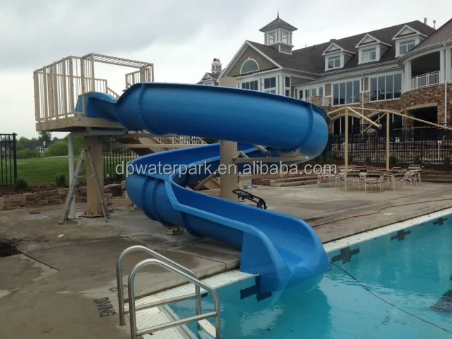 Large Water Slide Hotel Pool Fun with Fiberglass Spiral