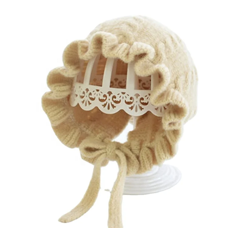Кружевная детская вязаная шерстяная шапка мужская зимняя теплая