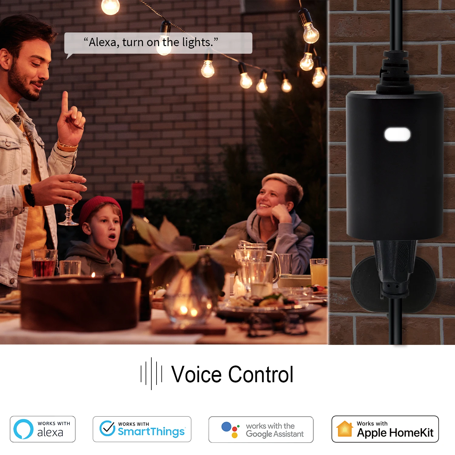 ETL FCC HomeKit Compatible Mini Size Smart Power Socket Plug IP65 Outdoor US Voice Control with WiFi EU Plug Type for Home Use