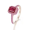 Bague en or jaune 18 carats avec pierre précieuse de laboratoire