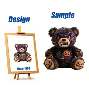 Shengye Toy Supplier Custom Halloween Teddy Bear Plush Toy Embroidery Stuffed Animal Children Holiday Evil Bear Doll Plushies