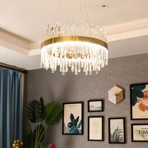 Wholesale Luxury Modern Kitchen Gold Led Crystal Chandeliers Hanging Design for Living Room