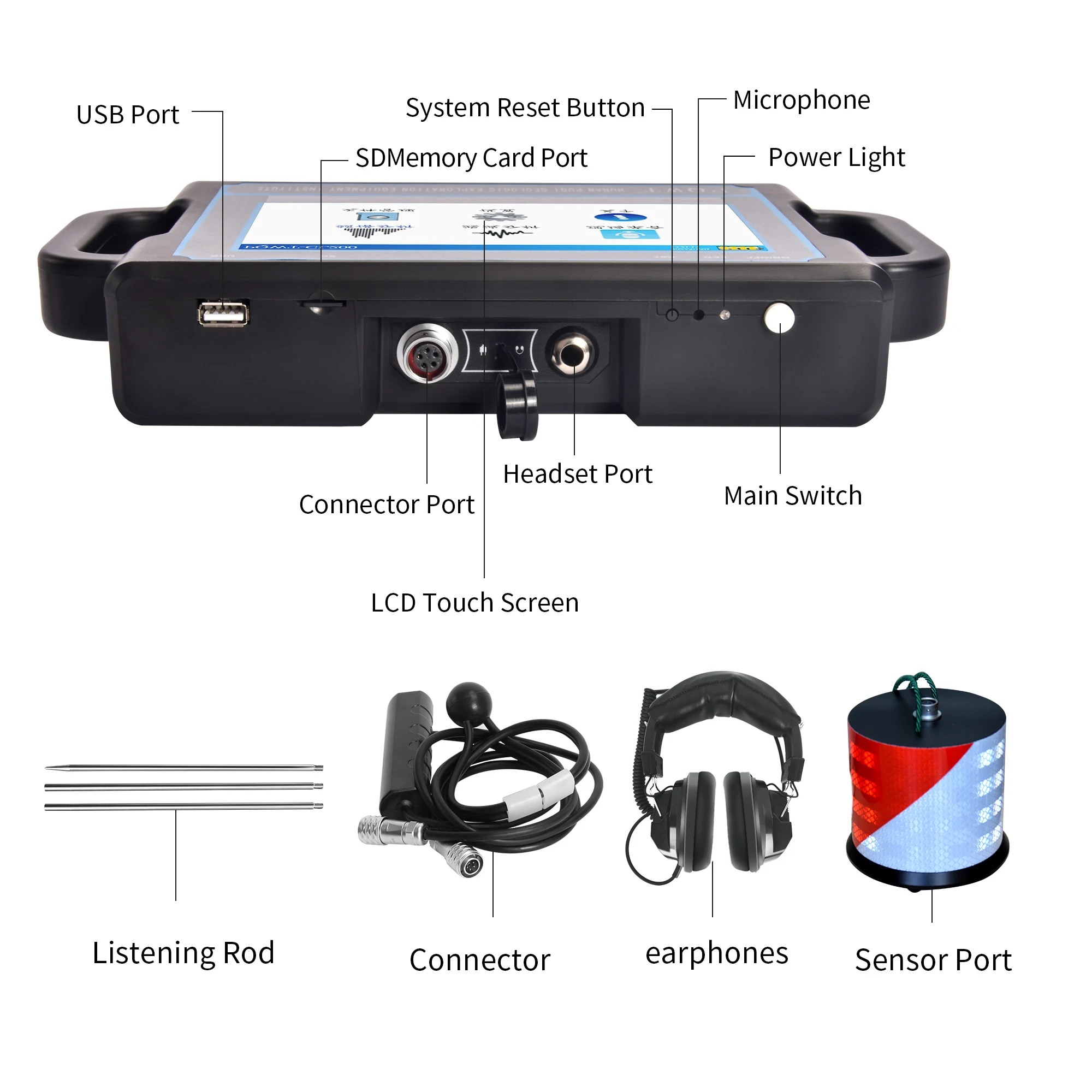 PQWT-CL200 Ultrasonic Water Leak Detector with Built-in Mini Sensor 2M Underground Water Detection
