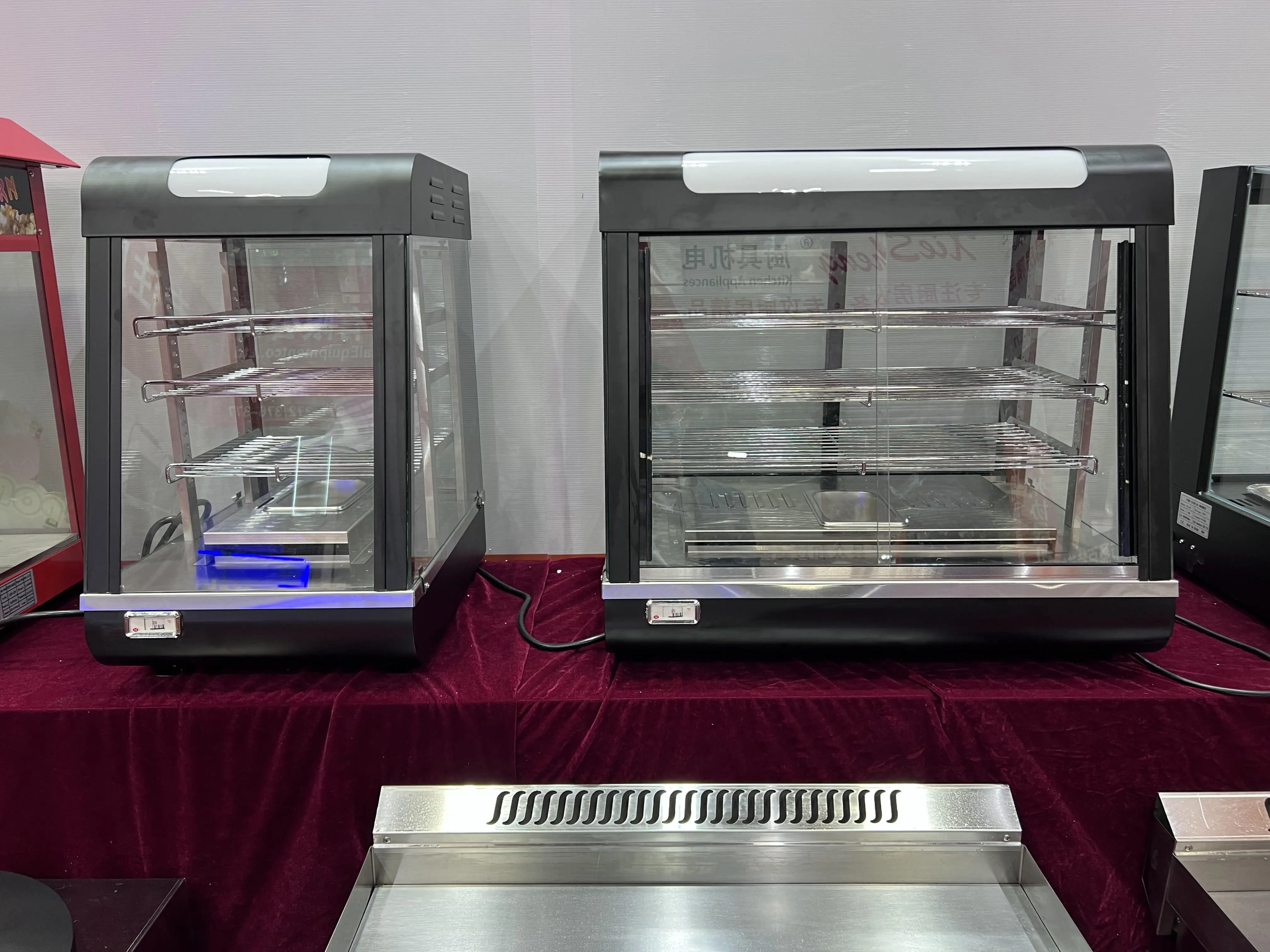 3 Layers Snack Food Warmer Restaurant Commercial Food Warmer Display Showcase Glass Display Showcase details