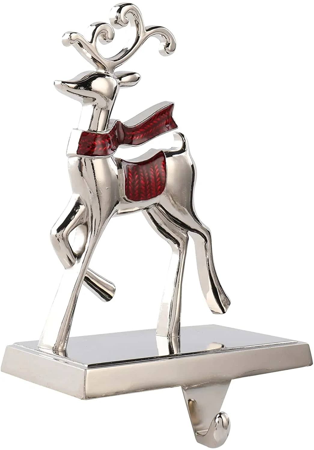 Deer Stocking Hanger Silver Metal Mantel Holder Christmas Decorations