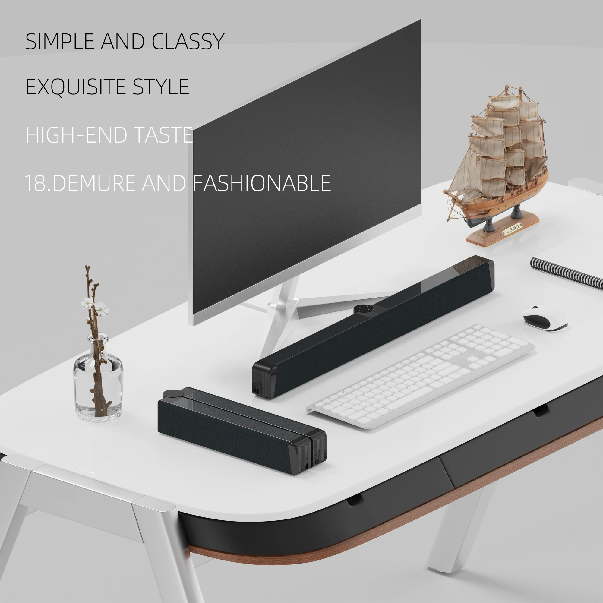 40W Soundbar For TV With Subwoofer | 3D Stereo Surround Sound System Bluetooth 5 3 Wireless Detachable Speakers Compatible With Fiber Optic Aux Usb C For Home Theater Computer