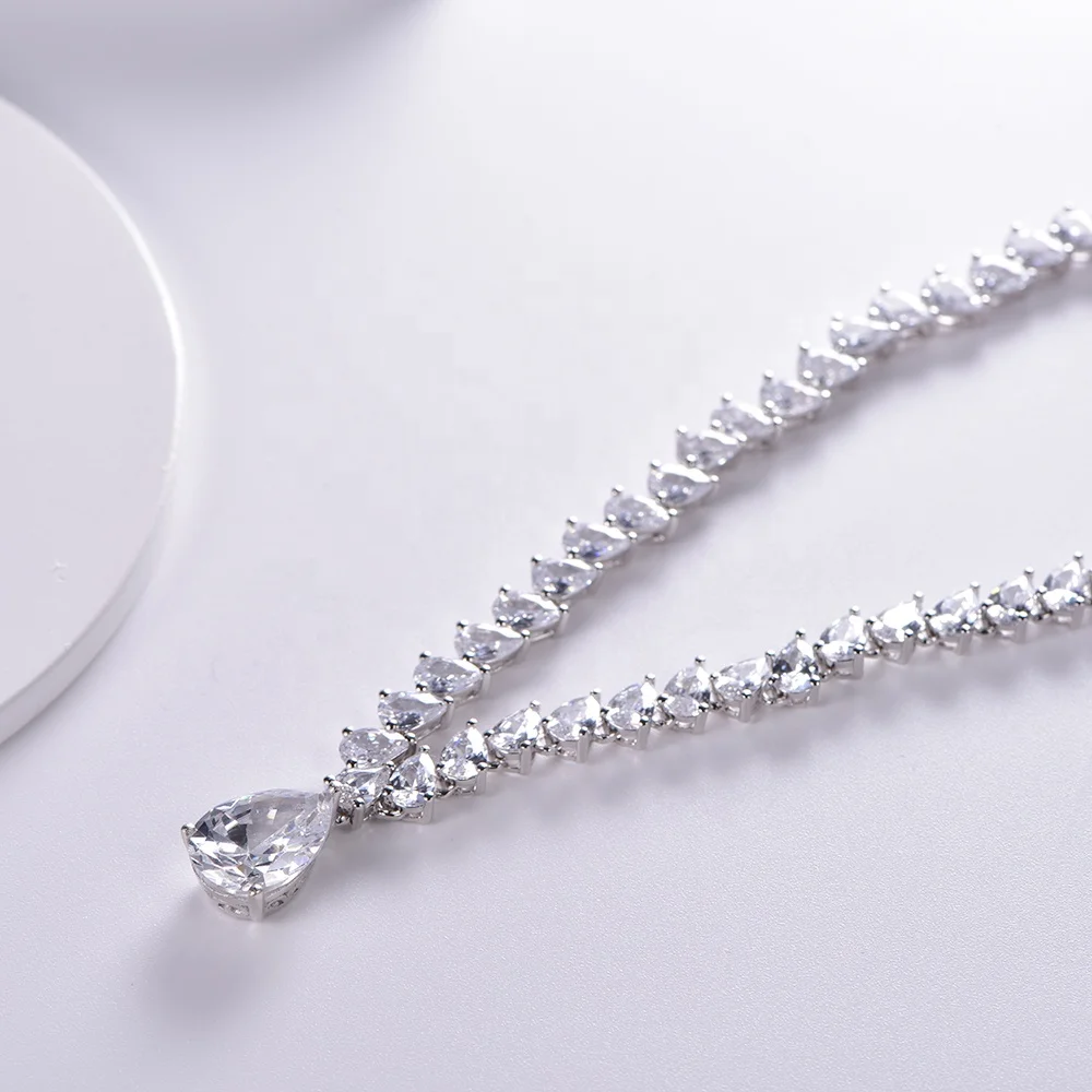 Real Diamond Necklaces & Pendants Women's Diamond Pendant Necklace CZ 925 Sterling Silver Necklaces