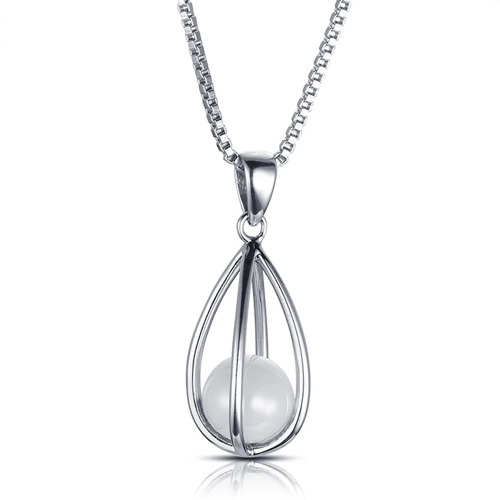 Vintage Sterling Silver Genuine Pearl Cage Pendant Necklace Caged Signed  GSJ 17” | eBay