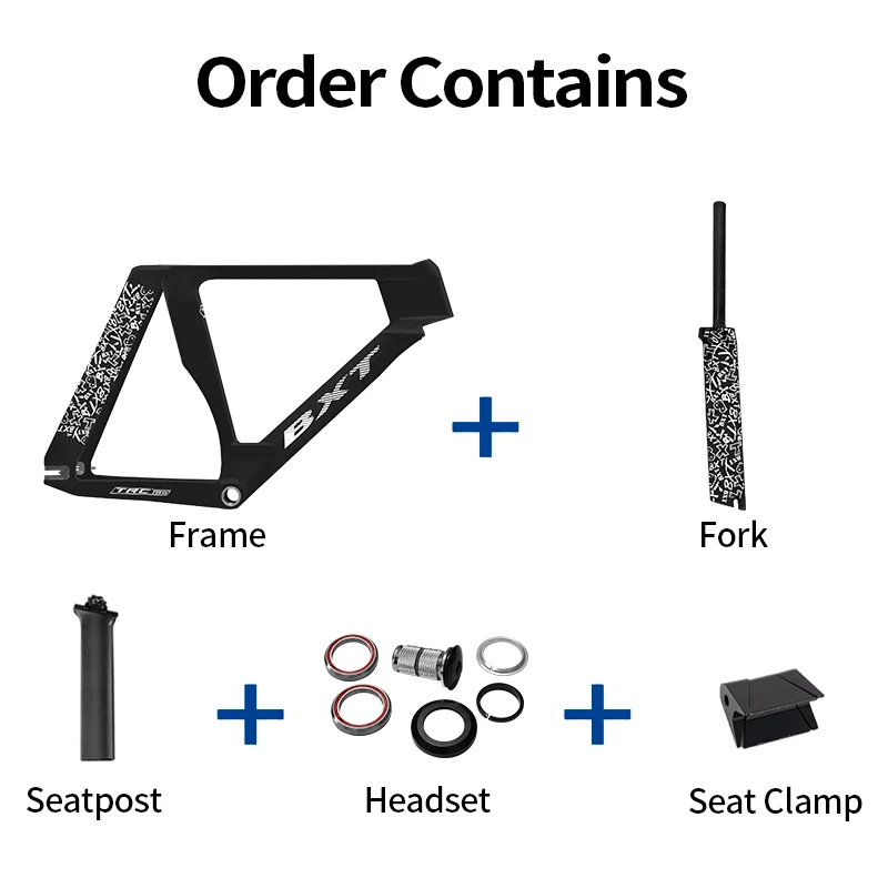 BXT TRC-195 2025 Fixed Gear Bicycle Frameset T1000 Carbon Fiber